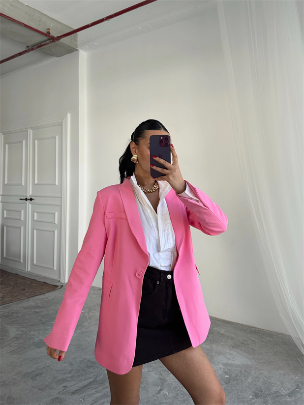 Kol Yırtmaç Blazer Ceket Pembe - Pembe