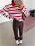 Polo Yaka Çizgili Sweatshirt - Kırmızı