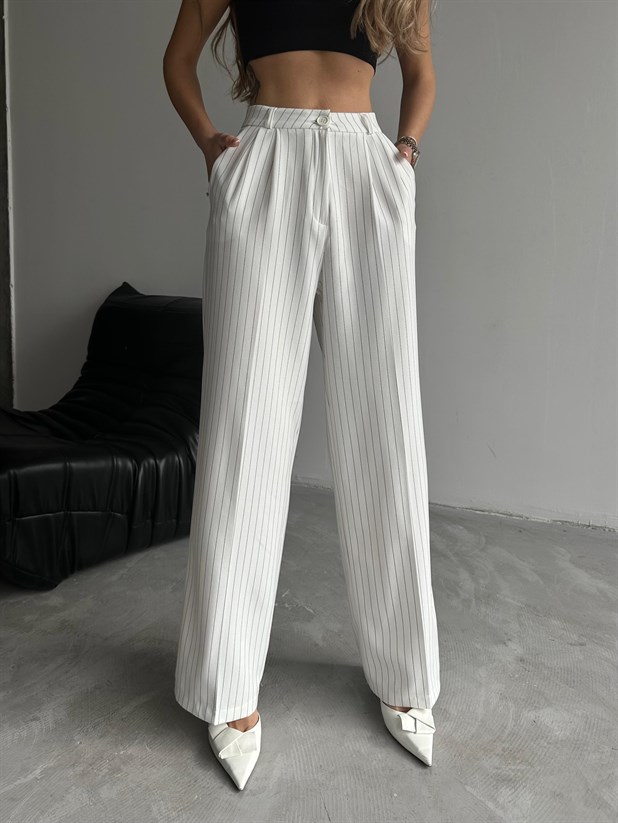 Elicia Line Pileli Palazzo - Beyaz