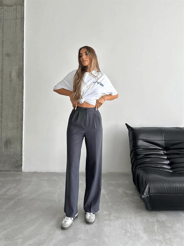 My Palazzo Kumaş Pantolon - Füme