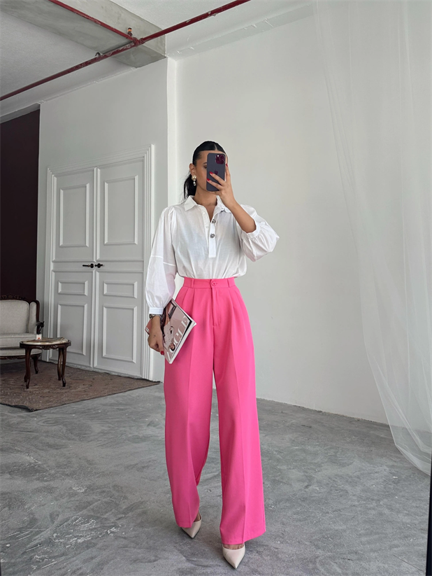 My Palazzo Kumaş Pantolon - Fuşya