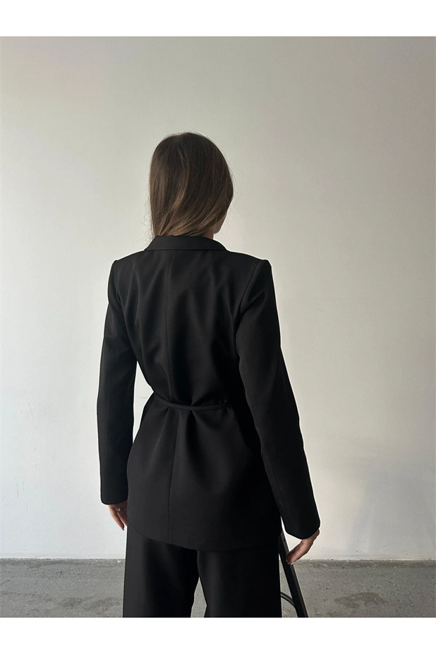 Bağlamalı Blazer Ceket Siyah - Siyah