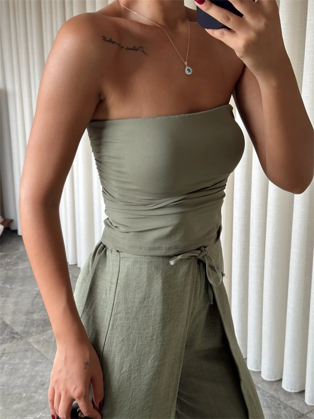 Drapeli Straplez Crop - Haki