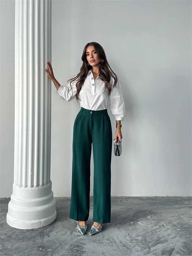 My Palazzo Kumaş Pantolon - Zümrüt Yeşili