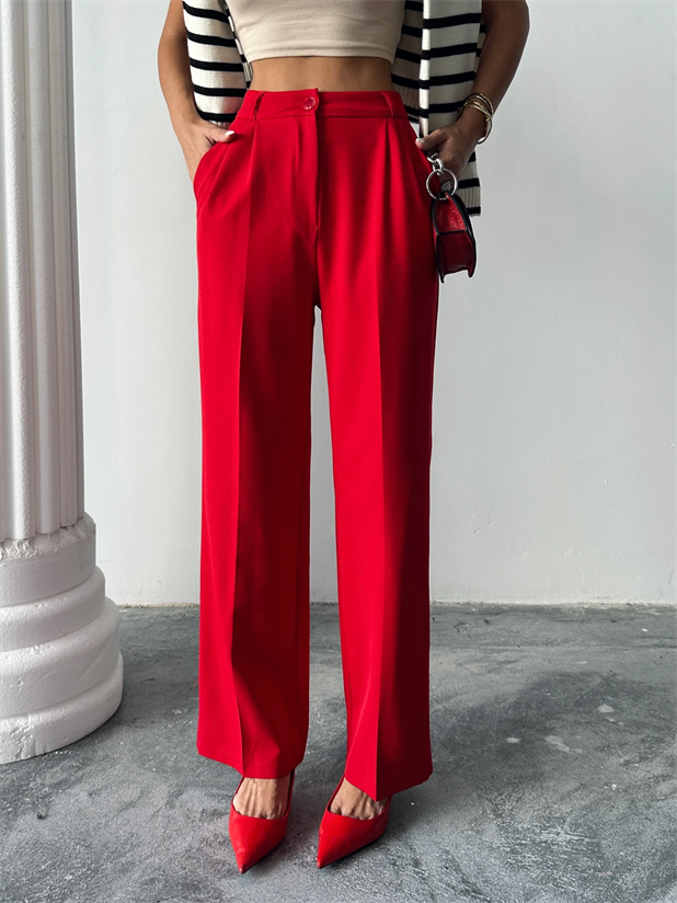 My Palazzo Kumaş Pantolon - Kırmızı