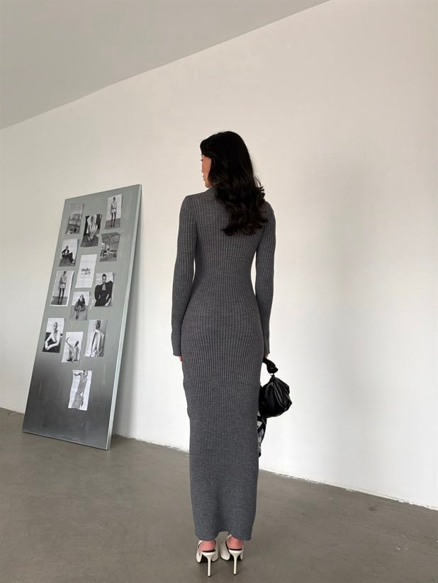 Maxi Triko Elbise  - Antrasit