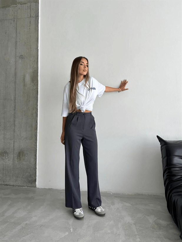 My Palazzo Kumaş Pantolon - Füme