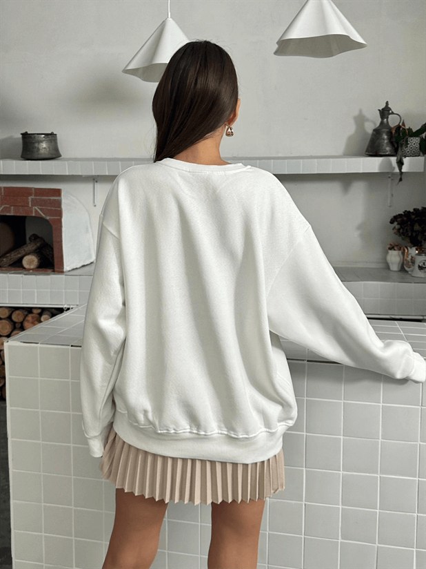 Soho Baskı Sweatshırt - Ekru