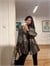 Leopar Desenli Saten Blazer Ceket - Bej
