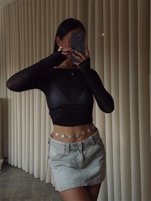 Güneş Motifli Zincir Kemer  - Gümüş