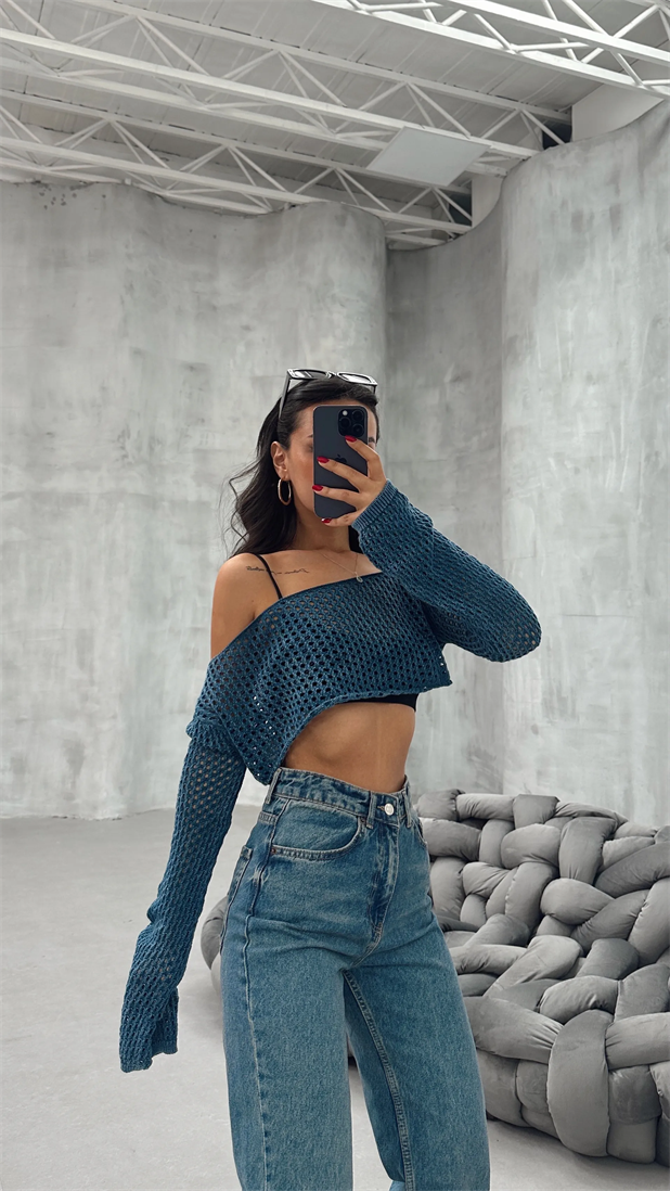 Devin Ajurlu Yıkamalı Triko İndigo - İndigo