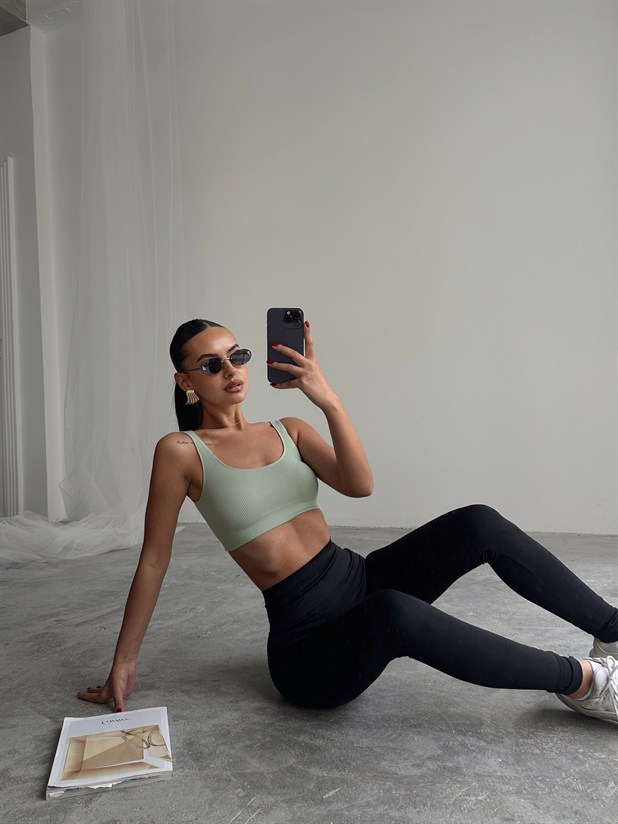 Seamless Fitilli Crop - Haki