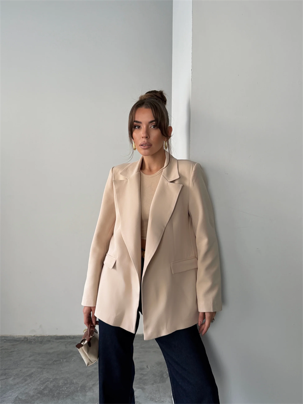 Astar Detaylı Kulplu Ceket  - Bej