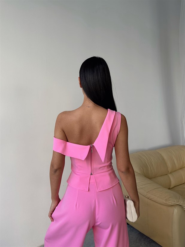 Tek Omuz Büstiyer - Pembe