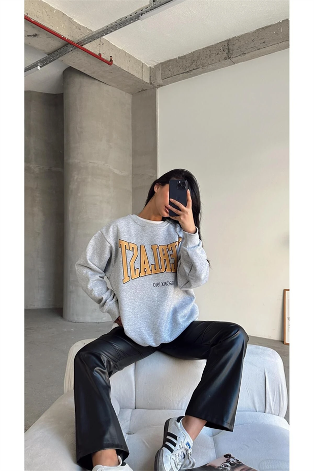 Everlast Baskı Sweat Gri Melanj - Gri