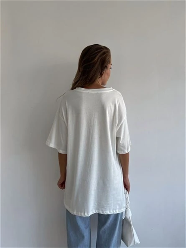 Recycle Oversize Basic Beyaz - Beyaz