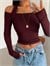 Geniş Yaka Boyun Detaylı Bluz - Bordo