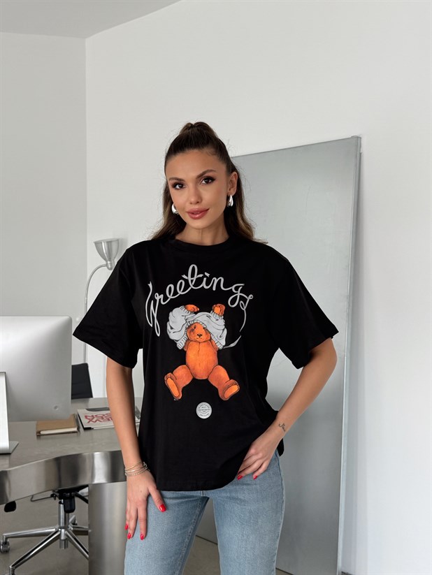Bear Baskılı Basic - Siyah