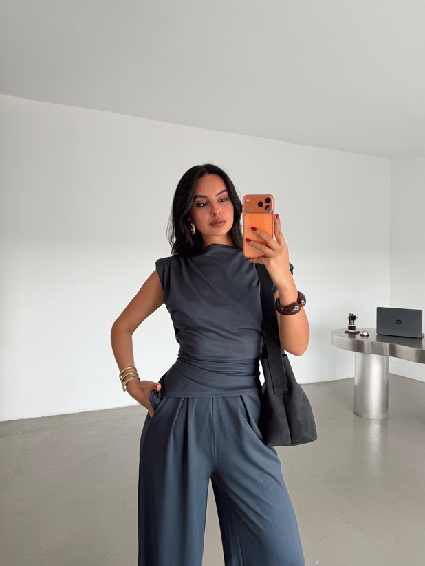 Vatkalı Asimetrik Modal Takım - Antrasit