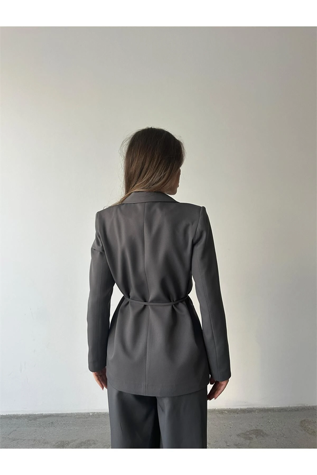 Bağlamalı Blazer Ceket Füme - Füme