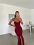 Gloplu Sandy Simli Elbise - Bordo