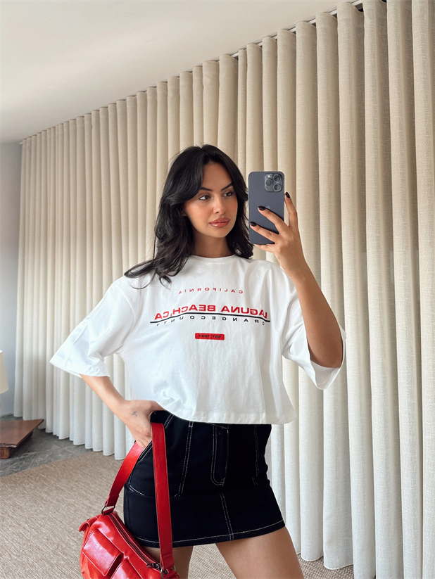 Laguna Beach Crop Basic - Beyaz