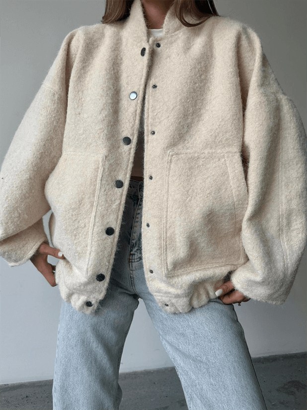 Kırçıllı Kaşe Mont - Taş