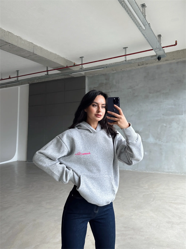 Another Kapüşonlu Sweatshirt Gri Melanj - Gri Melanj