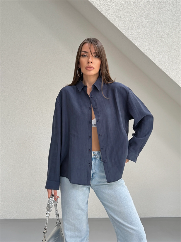 Tensel Gömlek - Lacivert