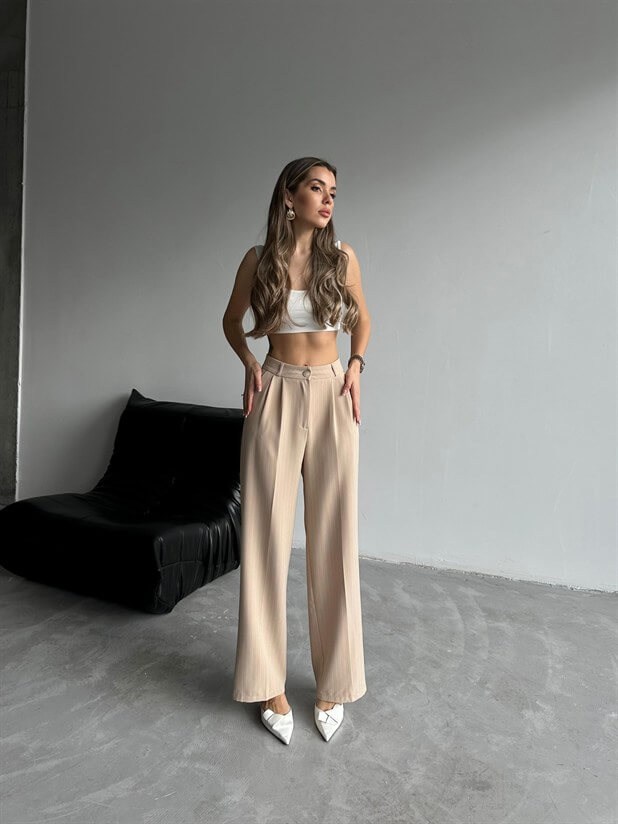 Elicia Line Pileli Palazzo Bej - Bej