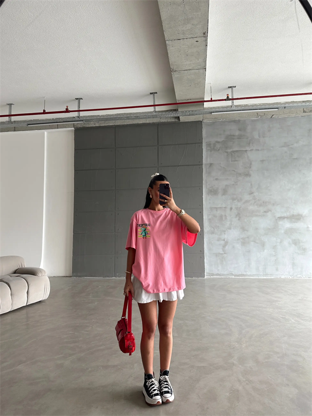 Graviment Baskılı Basic - Pembe