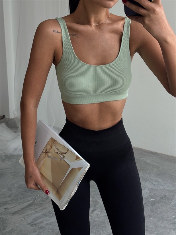 Seamless Fitilli Crop - Haki