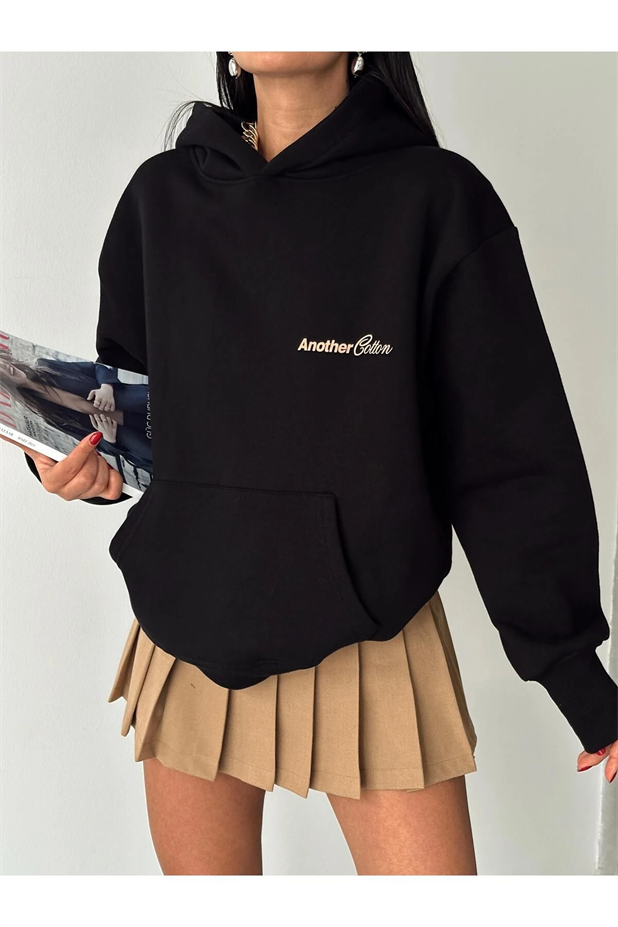 Another Kapüşonlu Sweatshirt Siyah - Siyah