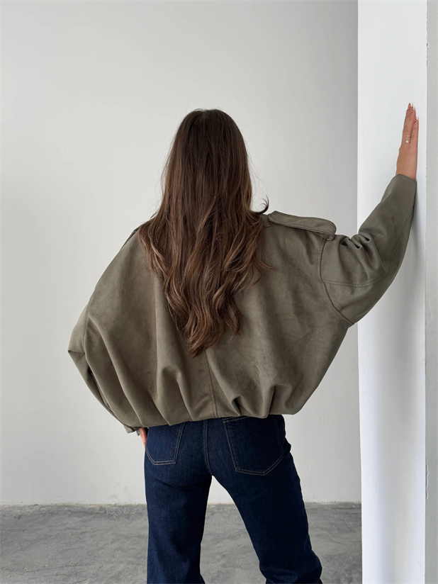 Bomber Süet Ceket - Haki