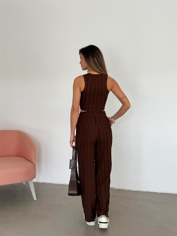 Fırfır Atlet Takım - Kahve