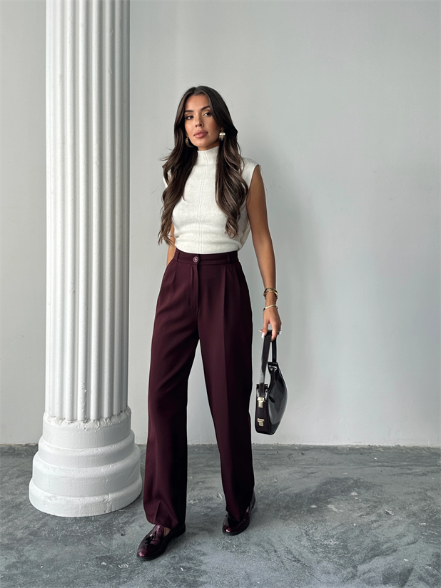 My Palazzo Kumaş Pantolon - Mürdüm