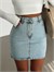Mini Denim Etek - Buz Mavi