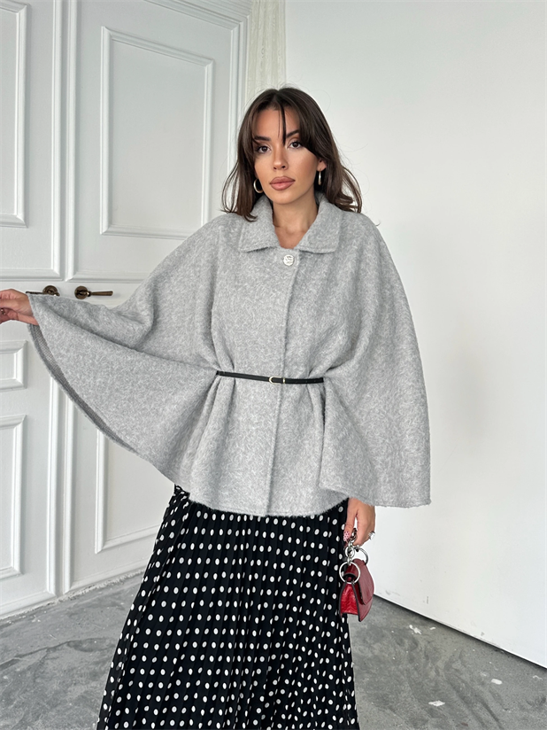 Kırçıllı Kaşe Panço  - Gri