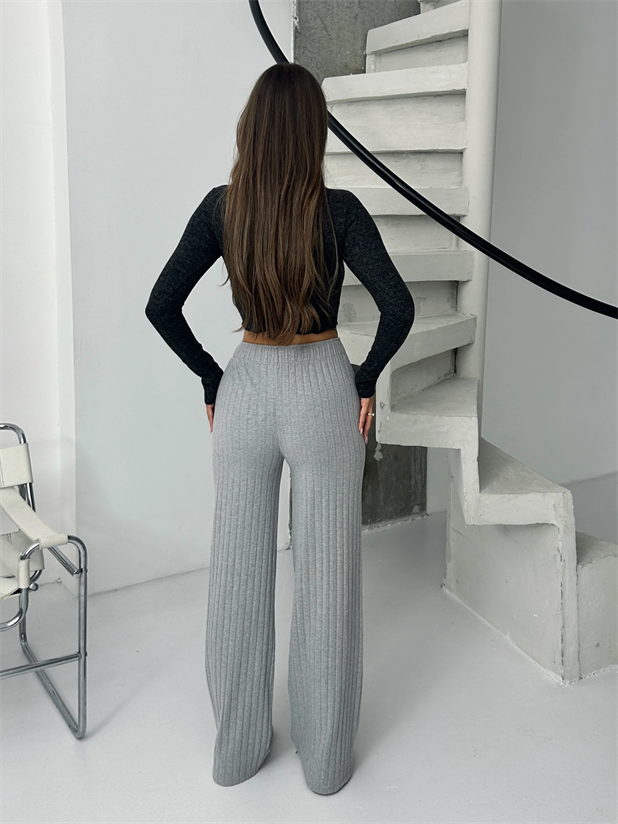 Yumoş Fitilli Eşofman - Gri