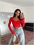 Kare Yaka Çift Katlı Uzun Kol Bluz - Kırmızı