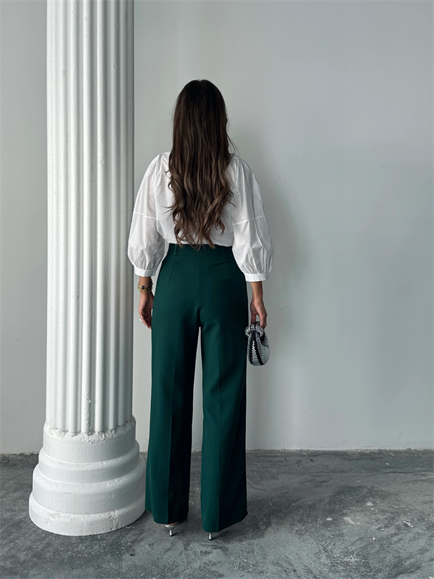 My Palazzo Kumaş Pantolon - Zümrüt Yeşili