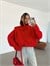 Vatka Detay Oversize Crop Trençkot - Kırmızı