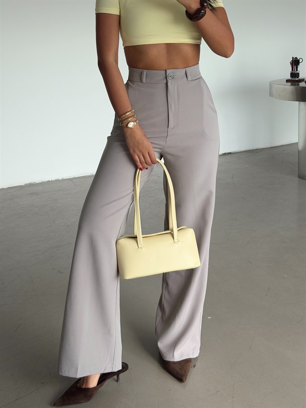 Pilesiz Palazzo Pantolon - Gri