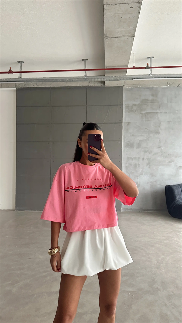 Laguna Beach Crop Basic - Pembe