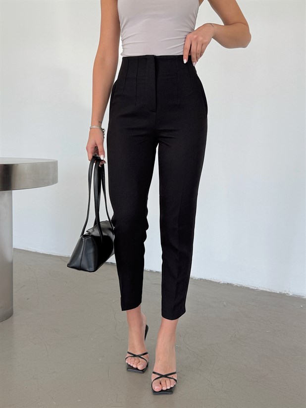 Pensli Dabıl Kumaş Pantolon - Siyah