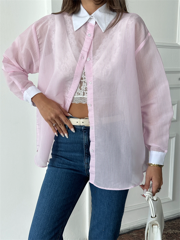 Transparan Gömlek - Pembe