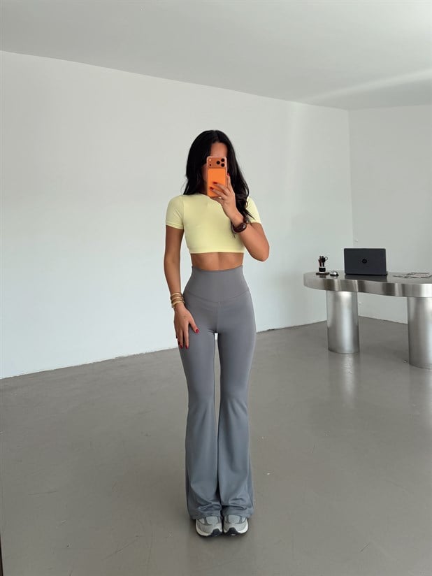 Yüksek Bel İspanyol Paça Tayt - Antrasit