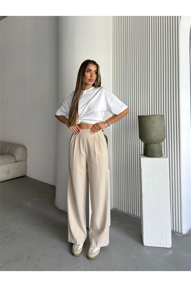 Brendon Palazzo Pantolon Taş - Taş