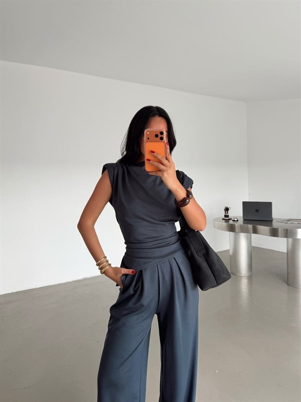 Vatkalı Asimetrik Modal Takım - Antrasit