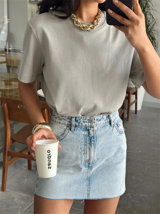 Düz Oversize Basic - Gri